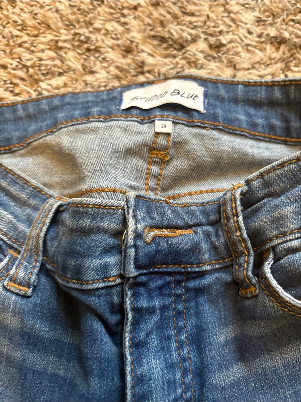 Studio High-Rise Distressed Blue Denim Jeans